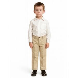 NWOT Chaps Boys School Uniform Pleated Twill Pants - Size 4 Regular  Khaki